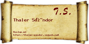 Thaler Sándor névjegykártya